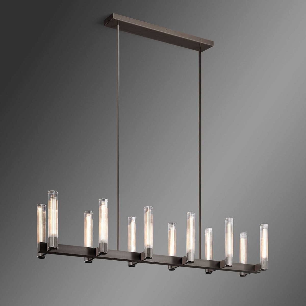 Vallon Etched Glass Linear Chandelier 60"
