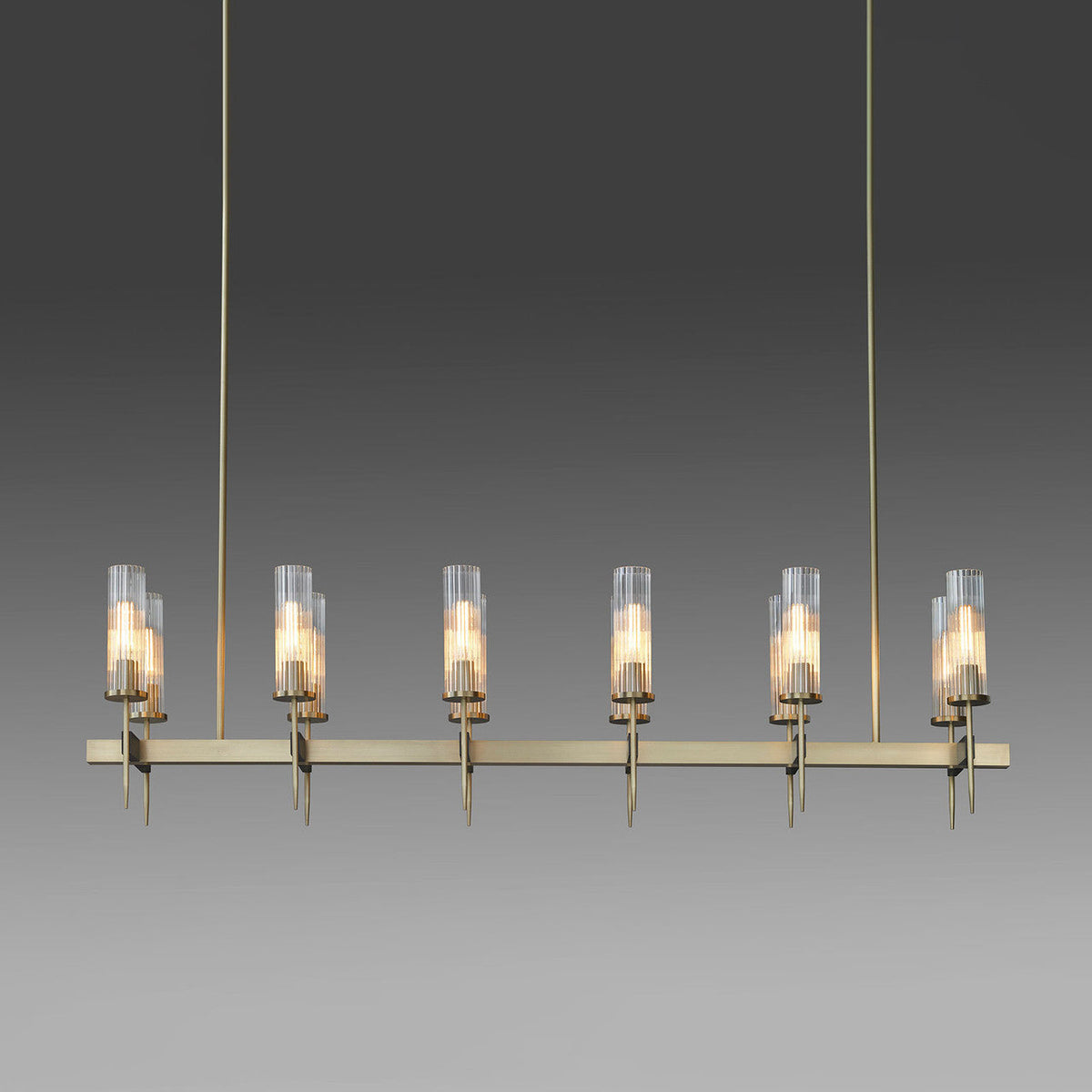Vallon Channel Glass Linear Chandelier 60"