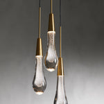 Soltaire Raindrop Glass 3-Light Round Pendant