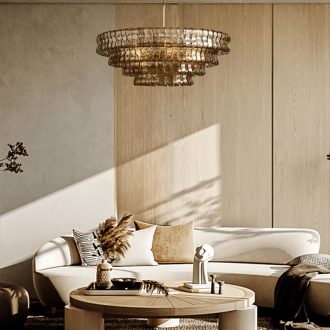 Ghiaccio Handcrafted Glass Round Chandelier