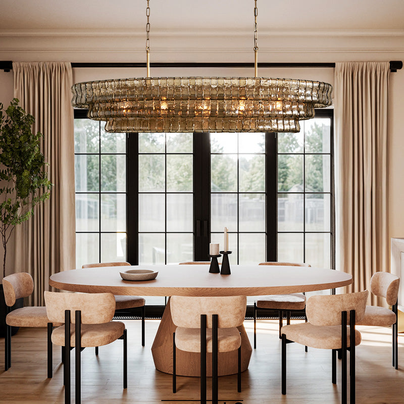 Ghiaccio Rippled Glass Oval Chandelier
