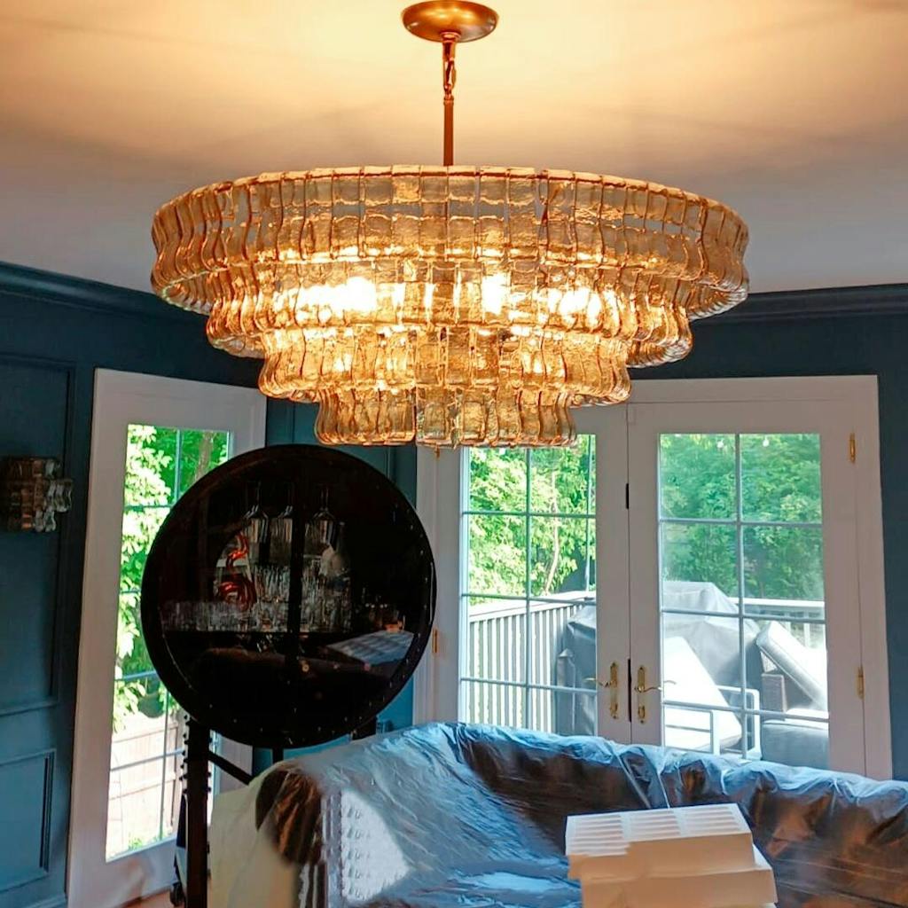 Ghiaccio Handcrafted Glass Round Chandelier