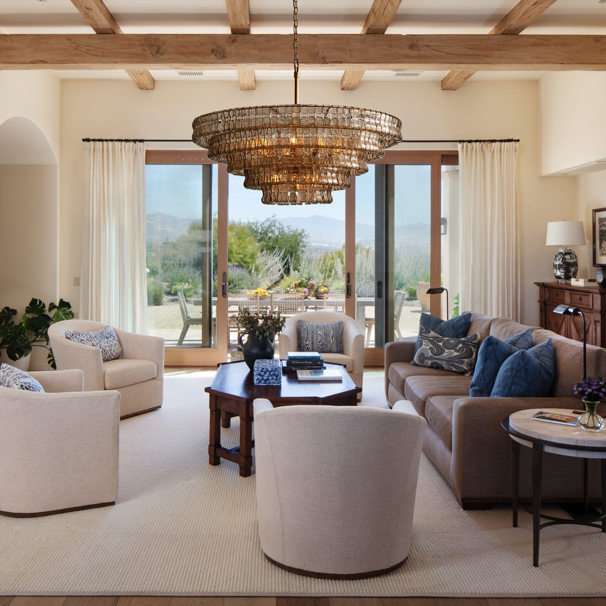 Ghiaccio Handcrafted Glass Round Chandelier