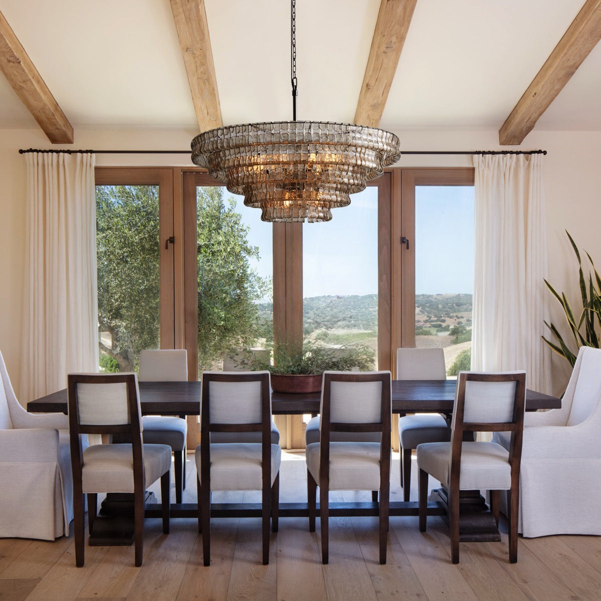 Ghiaccio Handcrafted Glass Round Chandelier