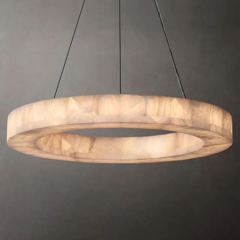 Rivage Veined Alabaster Round Chandelier 31"