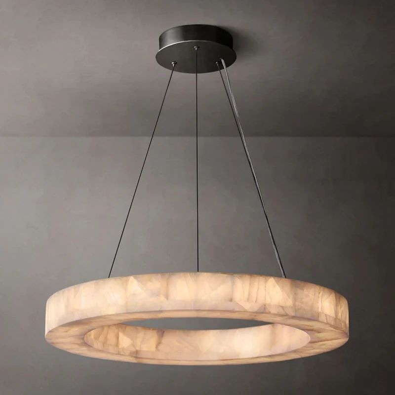 Rivage Veined Alabaster Round Chandelier 31"