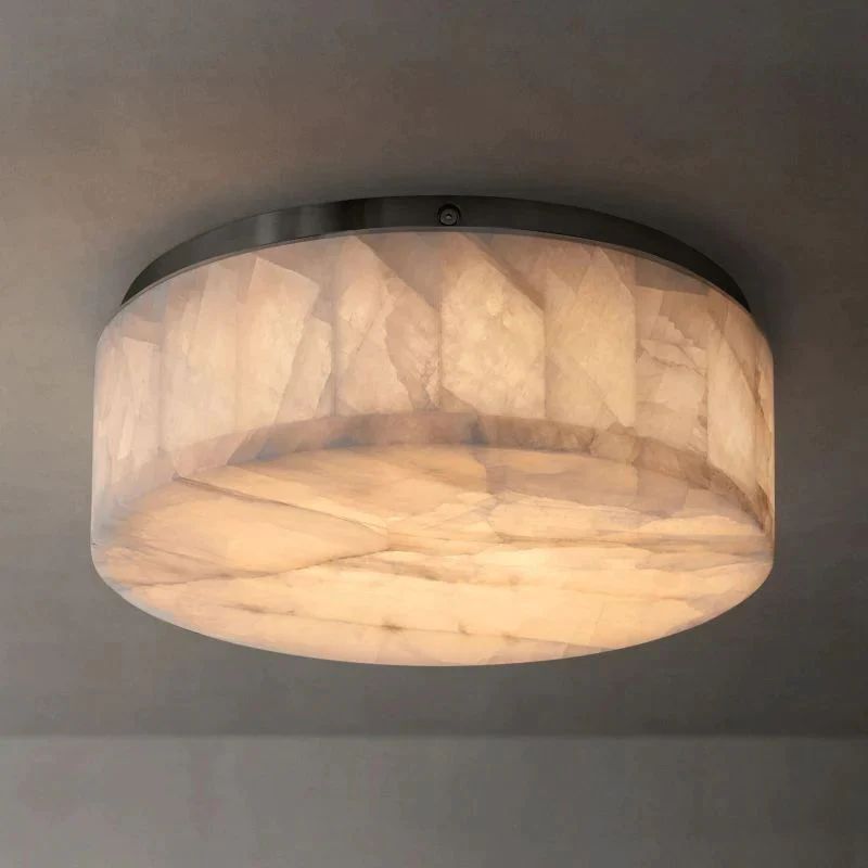 Rivage Veined Alabaster Round Flush Mount