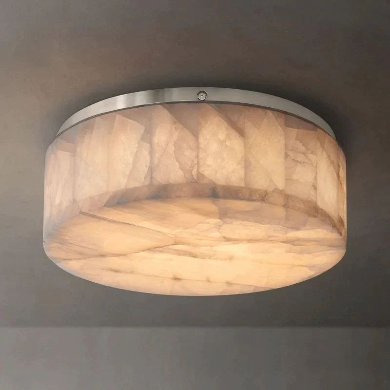 Rivage Veined Alabaster Round Flush Mount