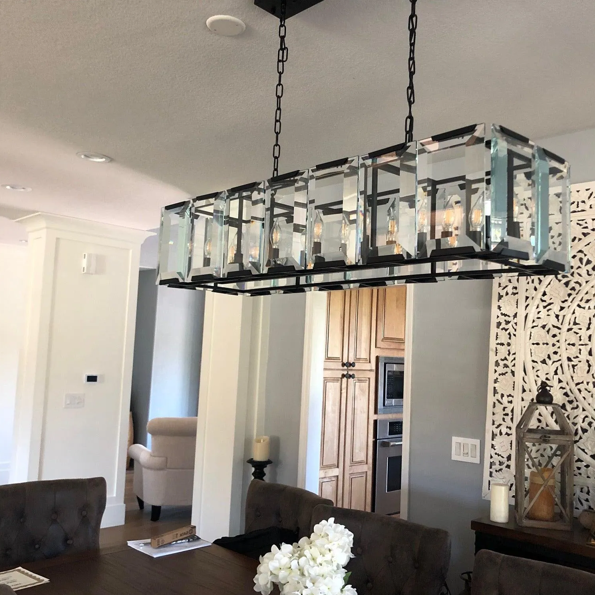 Harlow Faceted Crystal Rectangle Chandelier 42"