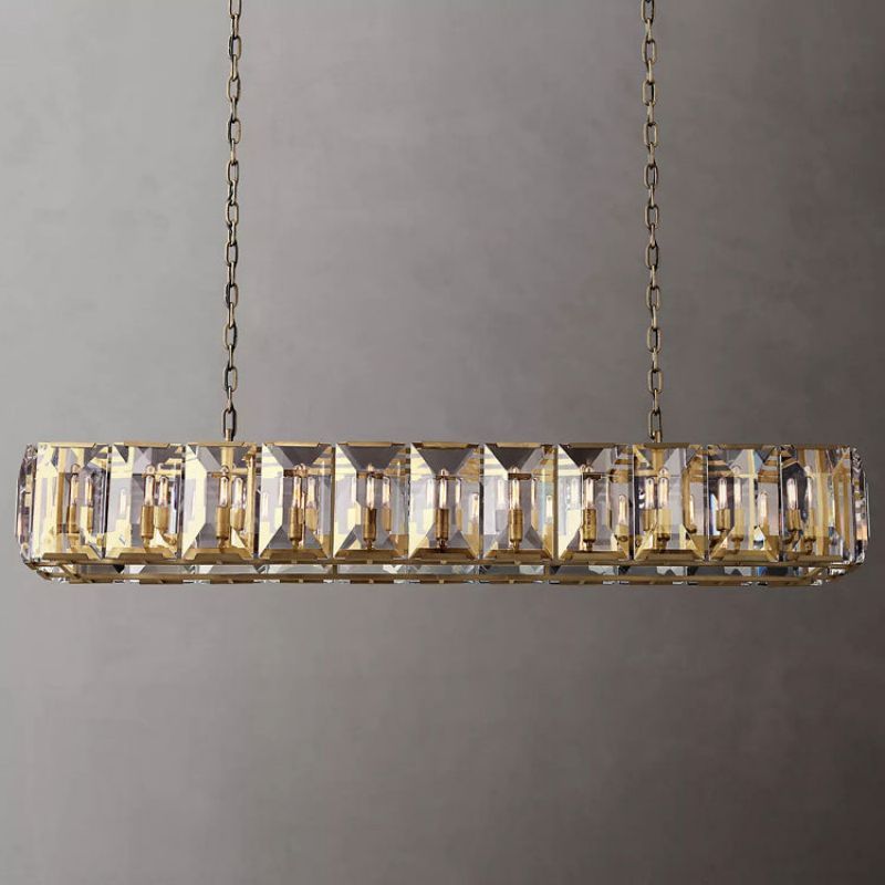 Harlow Faceted Crystal Rectangle Chandelier 74"