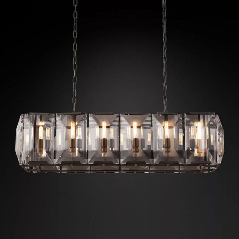 Harlow Faceted Crystal Rectangle Chandelier 42"