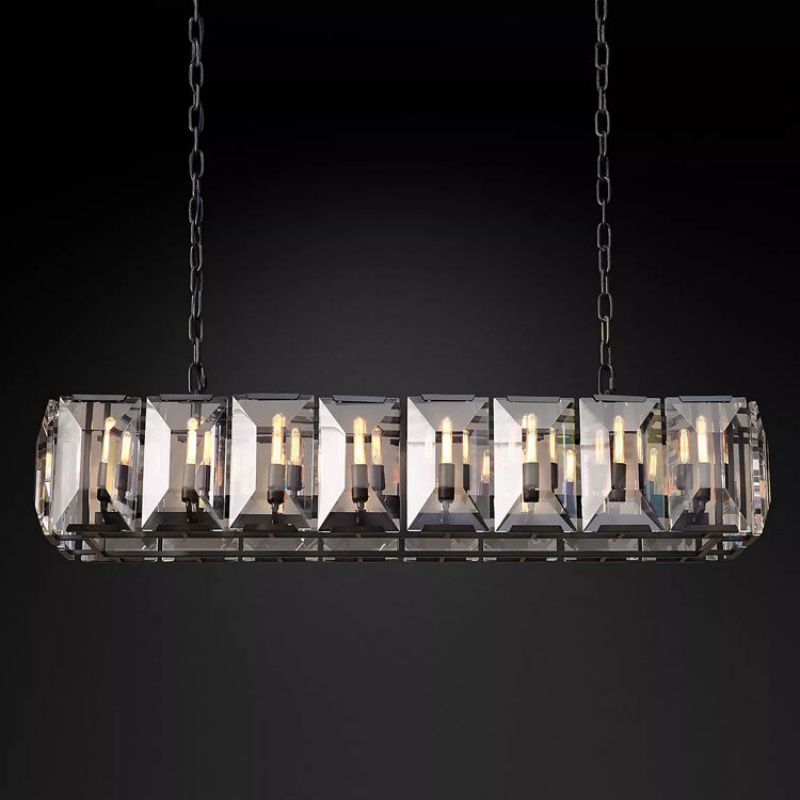 Harlow Faceted Crystal Rectangle Chandelier 54"