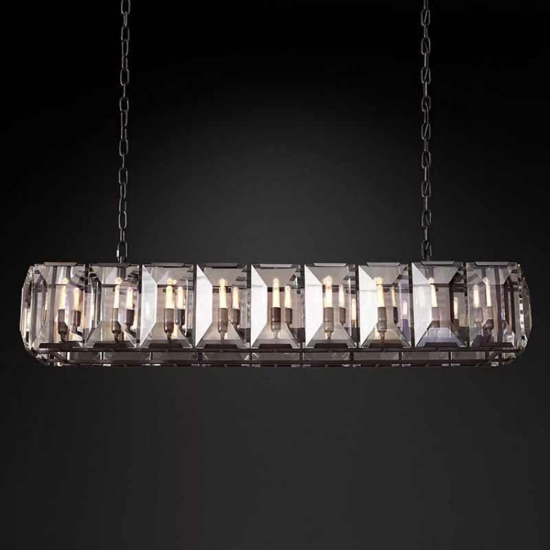 Harlow Faceted Crystal Rectangle Chandelier 62"