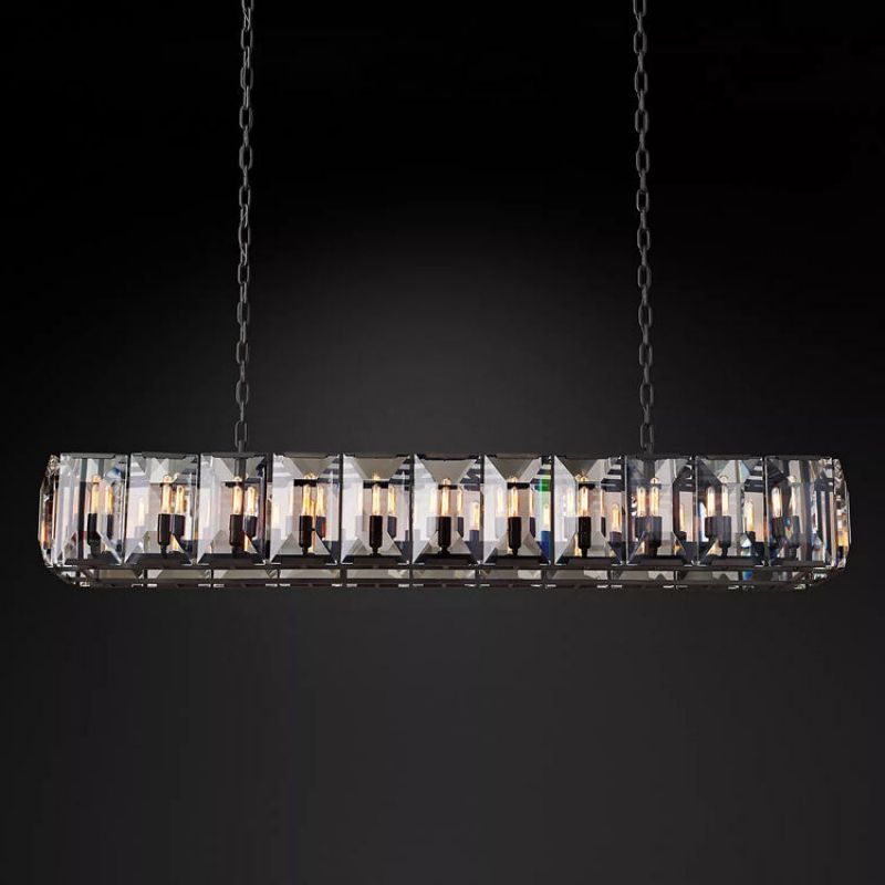 Harlow Faceted Crystal Rectangle Chandelier 74"