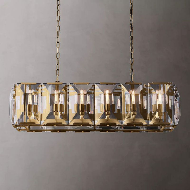 Harlow Faceted Crystal Rectangle Chandelier 42"