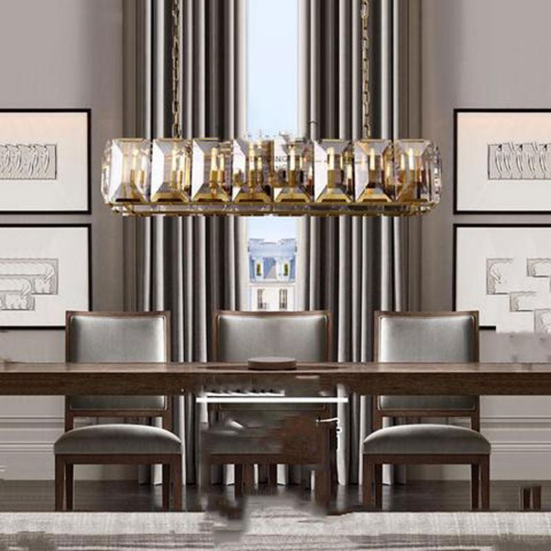 Harlow Faceted Crystal Rectangle Chandelier 54"