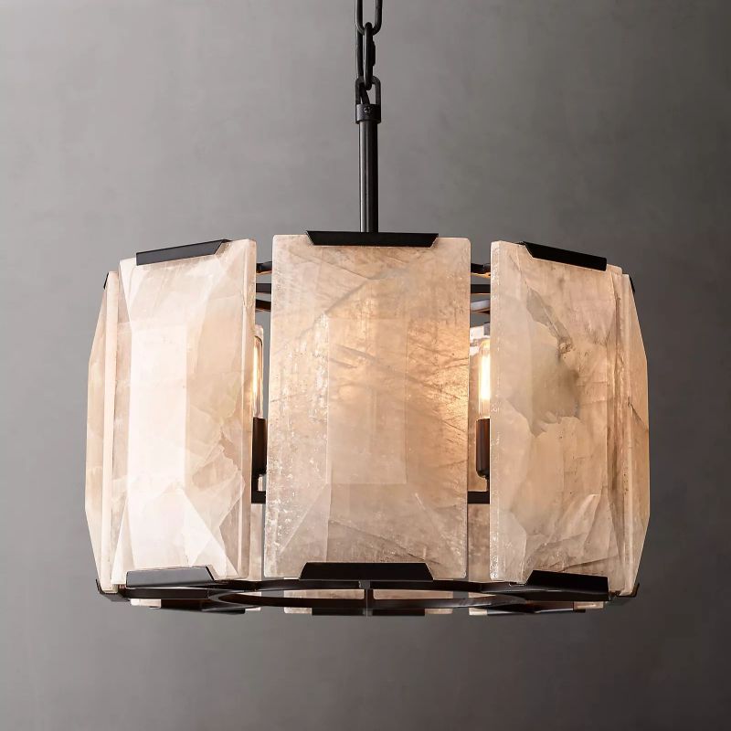 Harlow Faceted Calcite Round Chandelier 19"