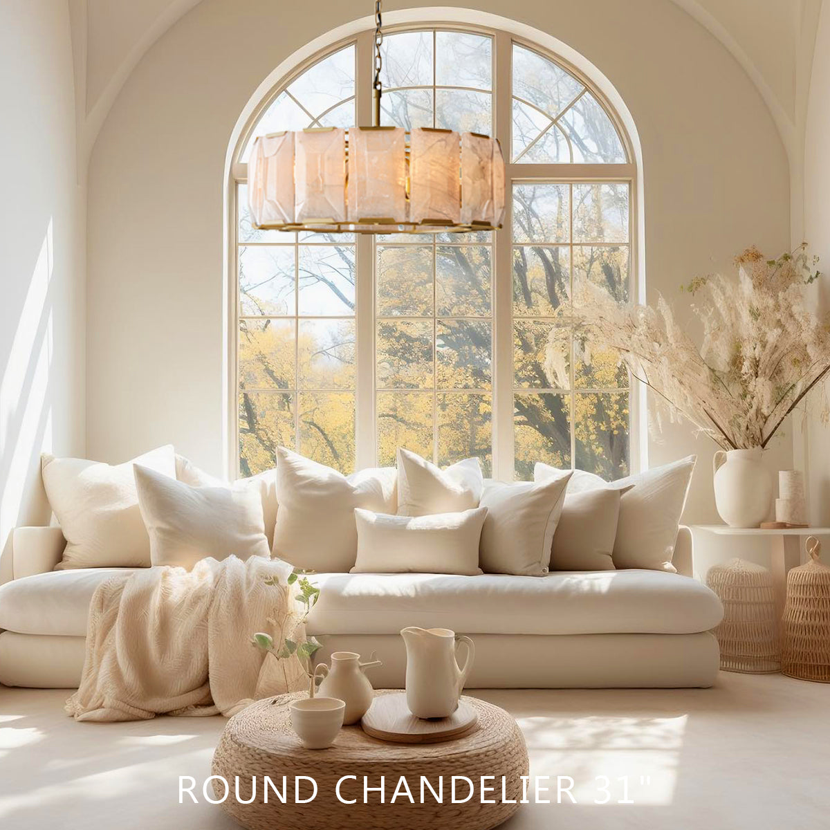 Harlow Faceted Calcite Round Chandelier 31"