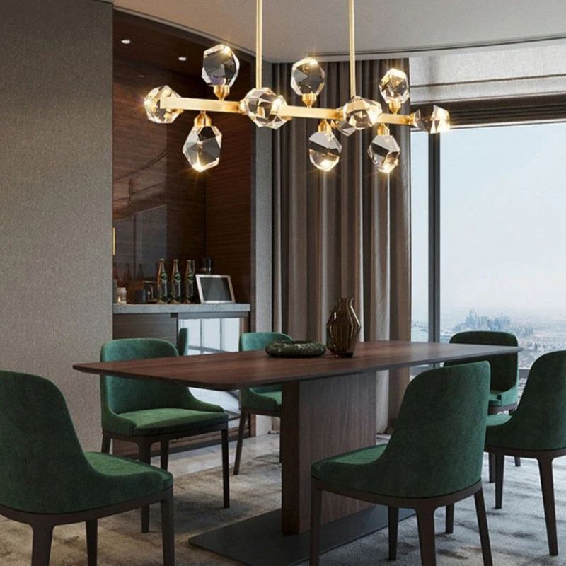 Angle Faceted Crystal Linear Chandelier