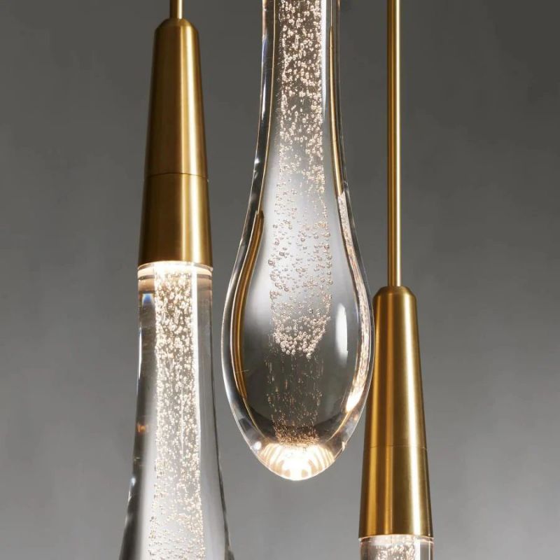 Raindrop Glass Solitaire Linear Chandelier - Lamplives