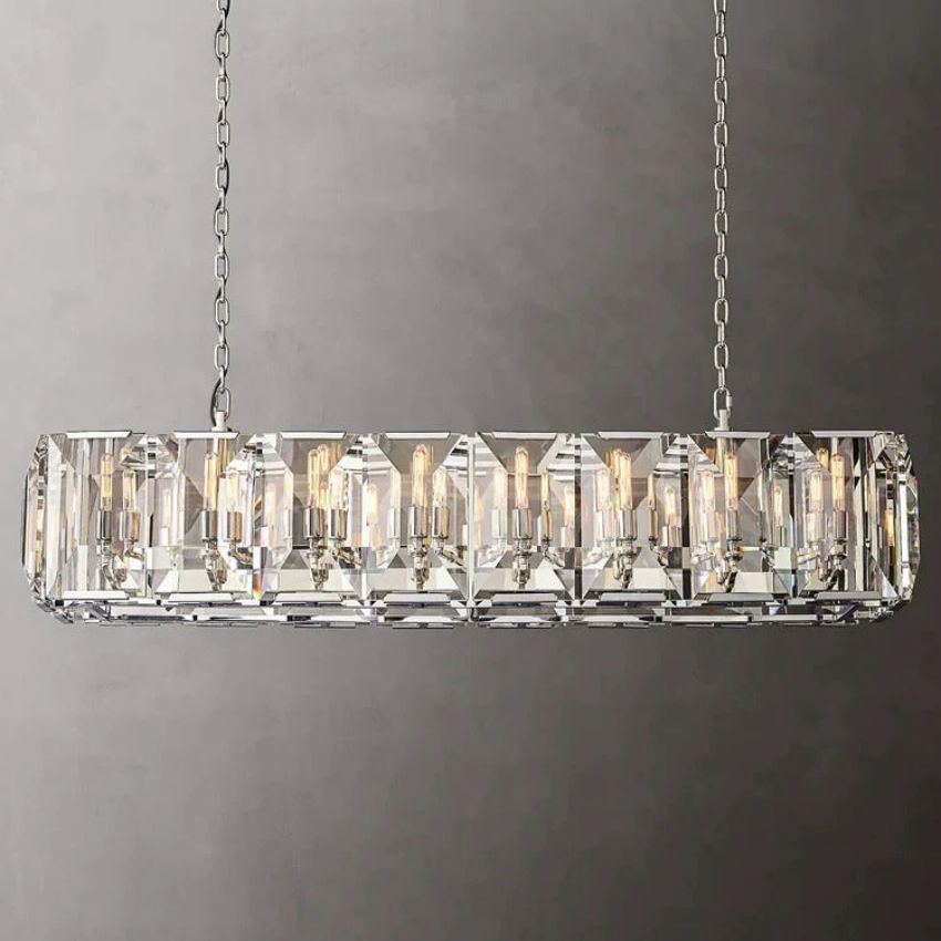Harlow Faceted Crystal Rectangle Chandelier 54"