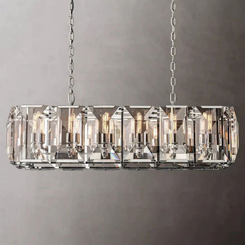 Harlow Faceted Crystal Rectangle Chandelier 42"