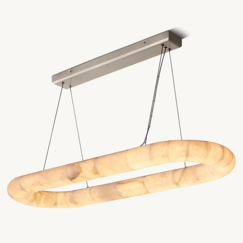Rivage Lisse Veined Alabaster Oval Chandelier 57"