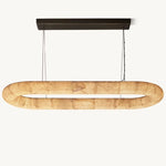 Rivage Lisse Veined Alabaster Oval Chandelier 57"