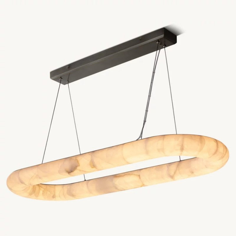 Rivage Lisse Veined Alabaster Oval Chandelier 57"
