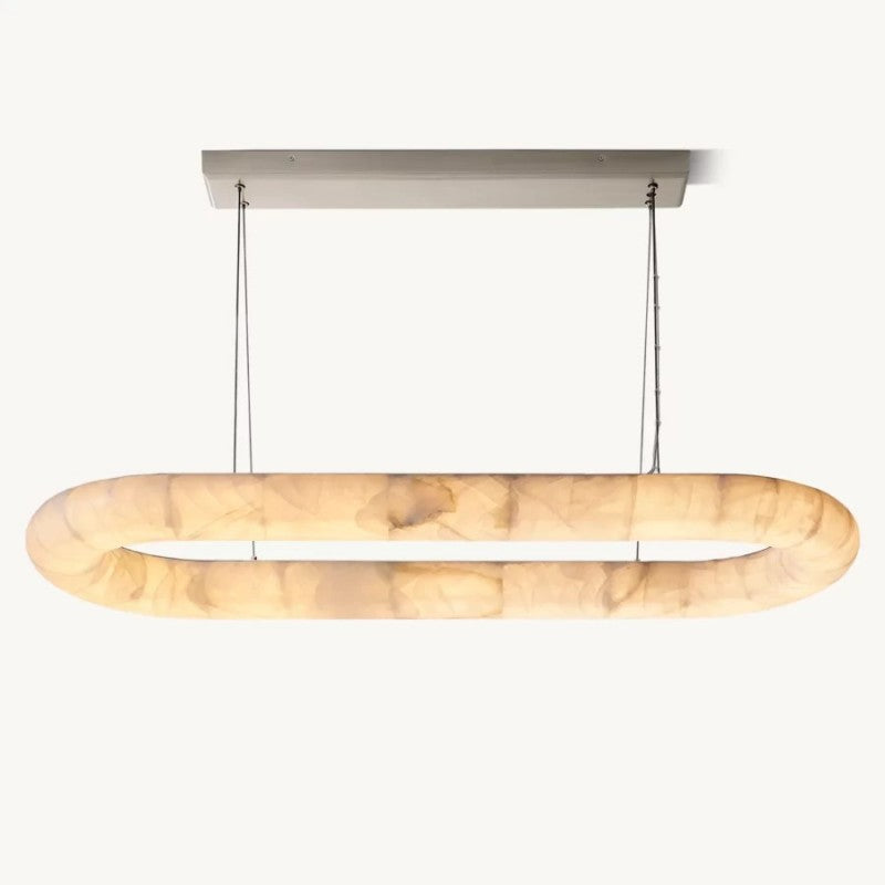 Rivage Lisse Veined Alabaster Oval Chandelier 57"