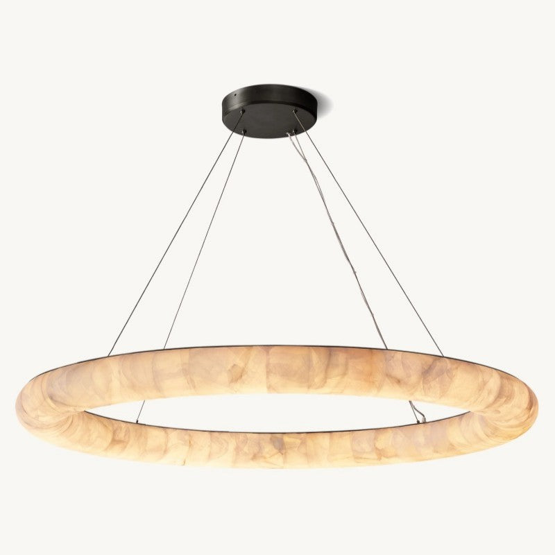 Rivage Lisse Veined Alabaster Round Chandelier 61"