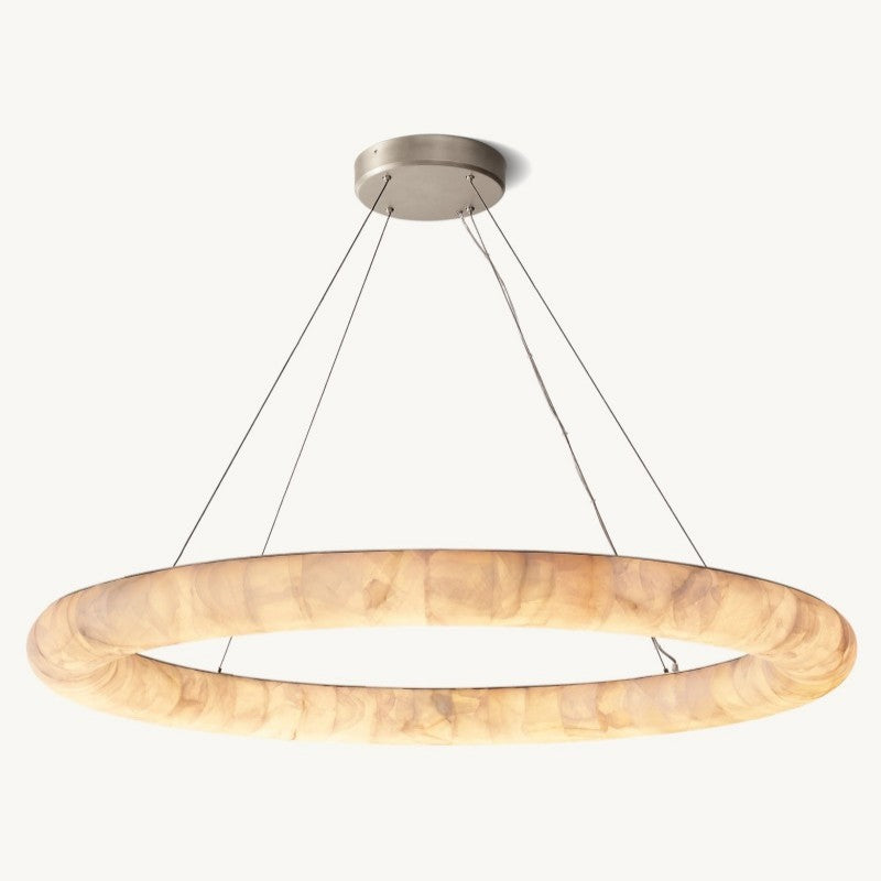 Rivage Lisse Veined Alabaster Round Chandelier 61"