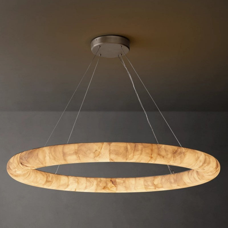 Rivage Lisse Veined Alabaster Round Chandelier 61"