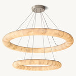 Rivage Lisse Veined Alabaster Two-Tiered Round Chandelier 61"