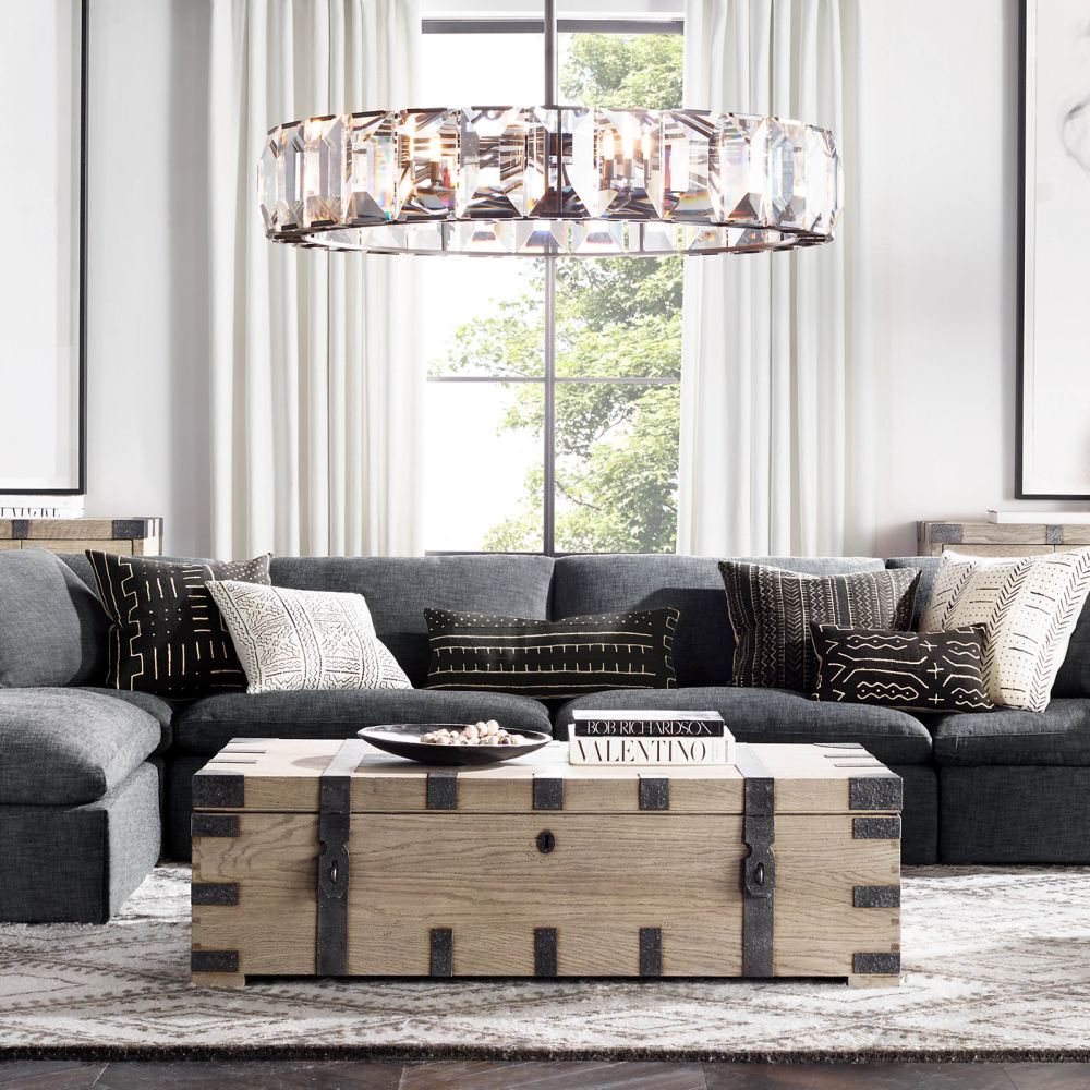 Harlow Faceted Crystal Round Chandelier 43"
