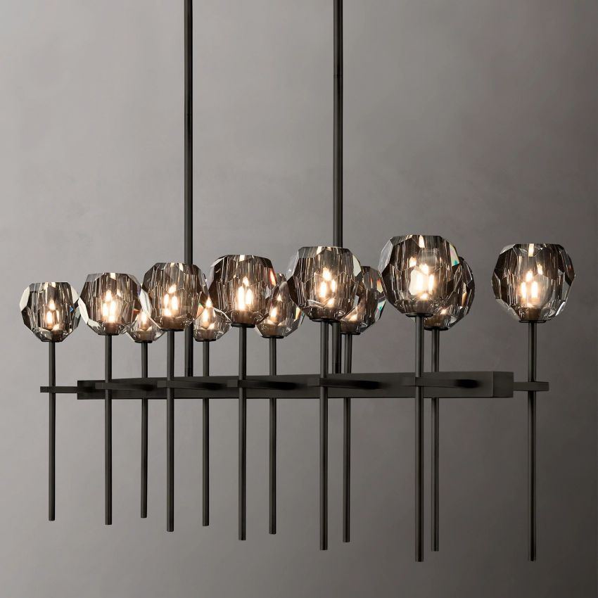 Boule De Crystal Double Linear Chandelier 60"