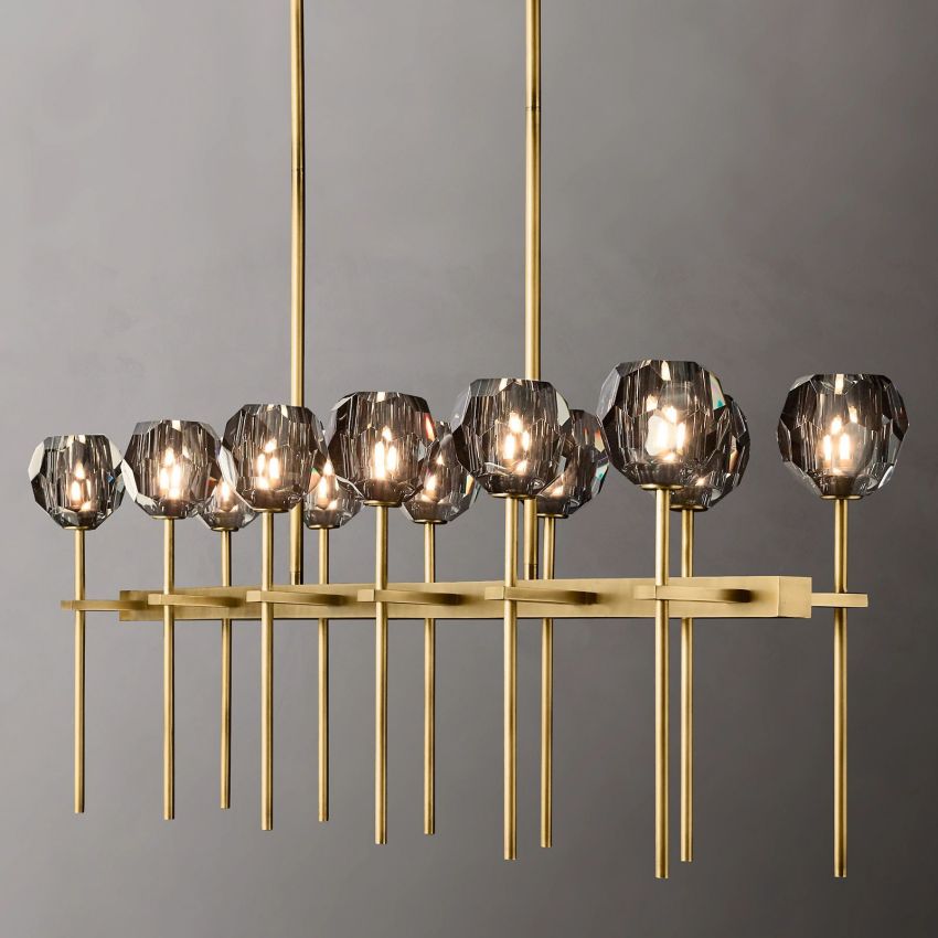 Boule De Crystal Double Linear Chandelier 60"