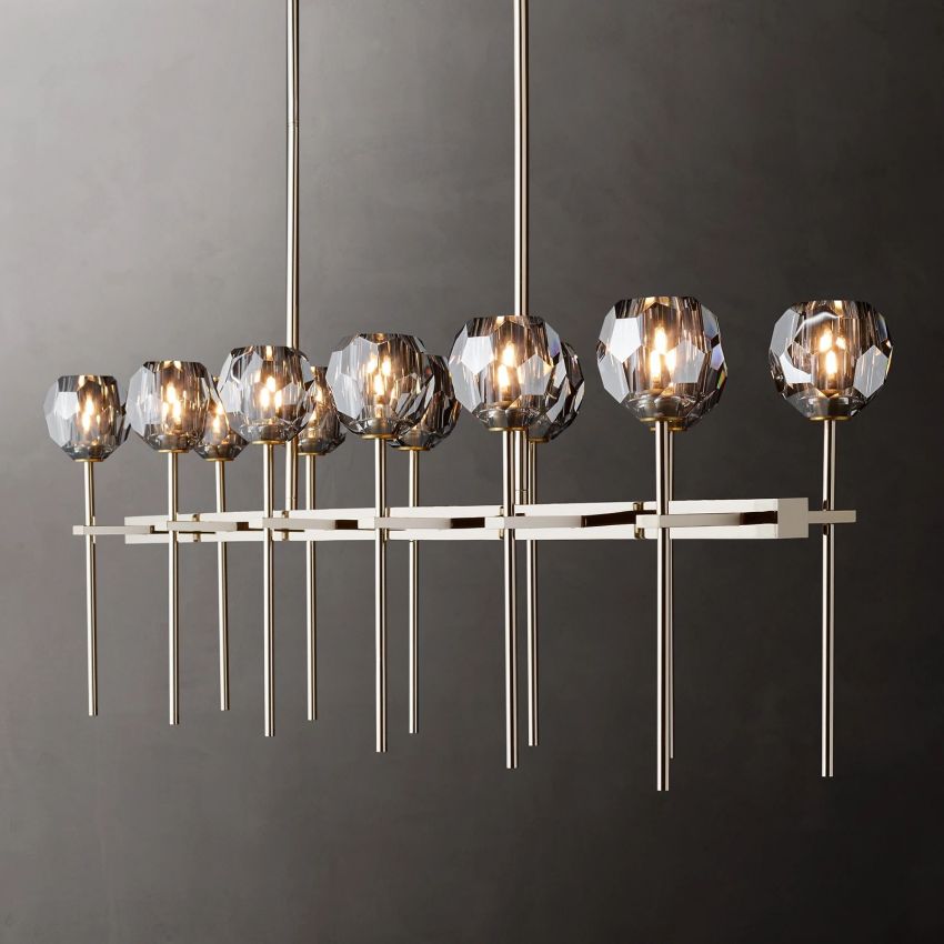 Boule De Crystal Double Linear Chandelier 60"