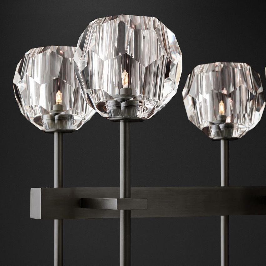 Boule De Crystal Double Linear Chandelier 60"
