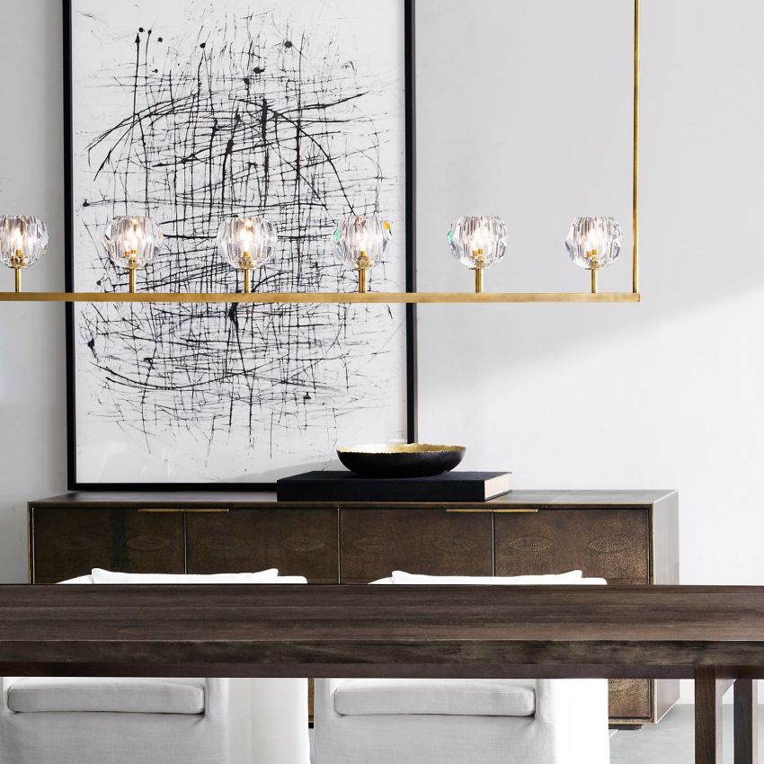 Boule De Crystal Linear Chandelier 60"