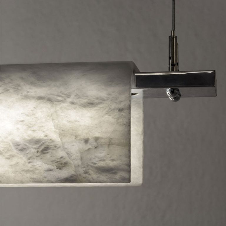 Alabaster Studio Chandelier Over Dining Table