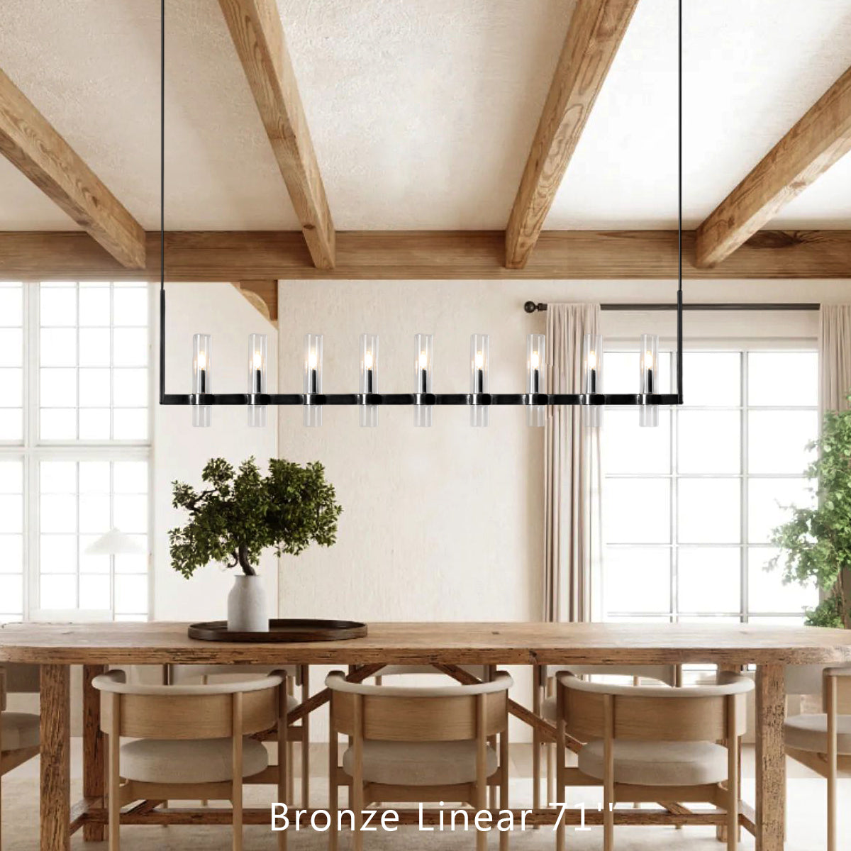 Ravelle Luxe Glass Linear Chandelier 73"
