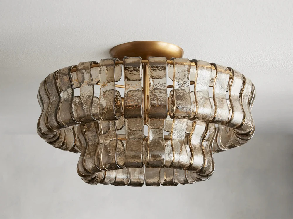 Ghiaccio Textured Glass Flush Mount