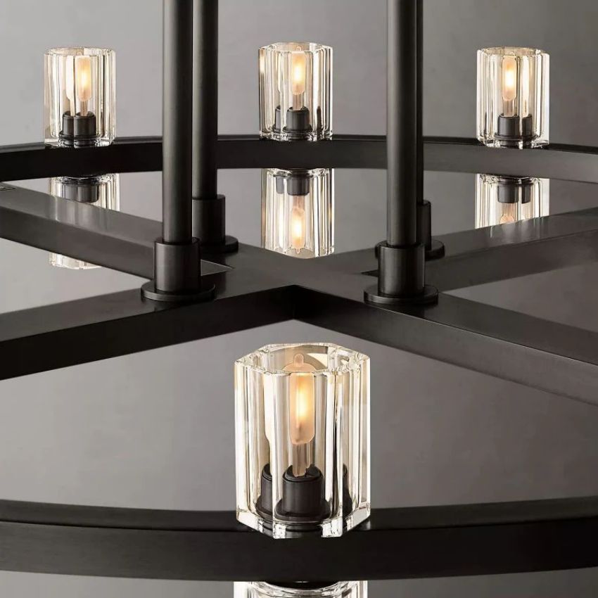 Arcachon Gear Crystal Two-Tier Round Chandelier 60"