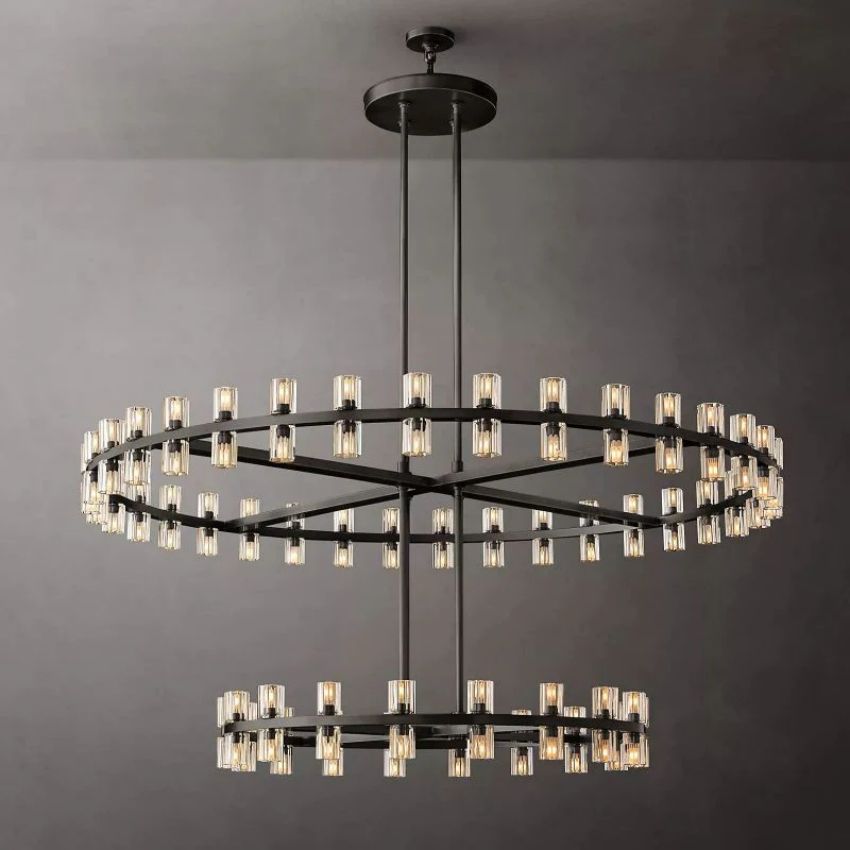 Arcachon Gear Crystal Two-Tier Round Chandelier 60"