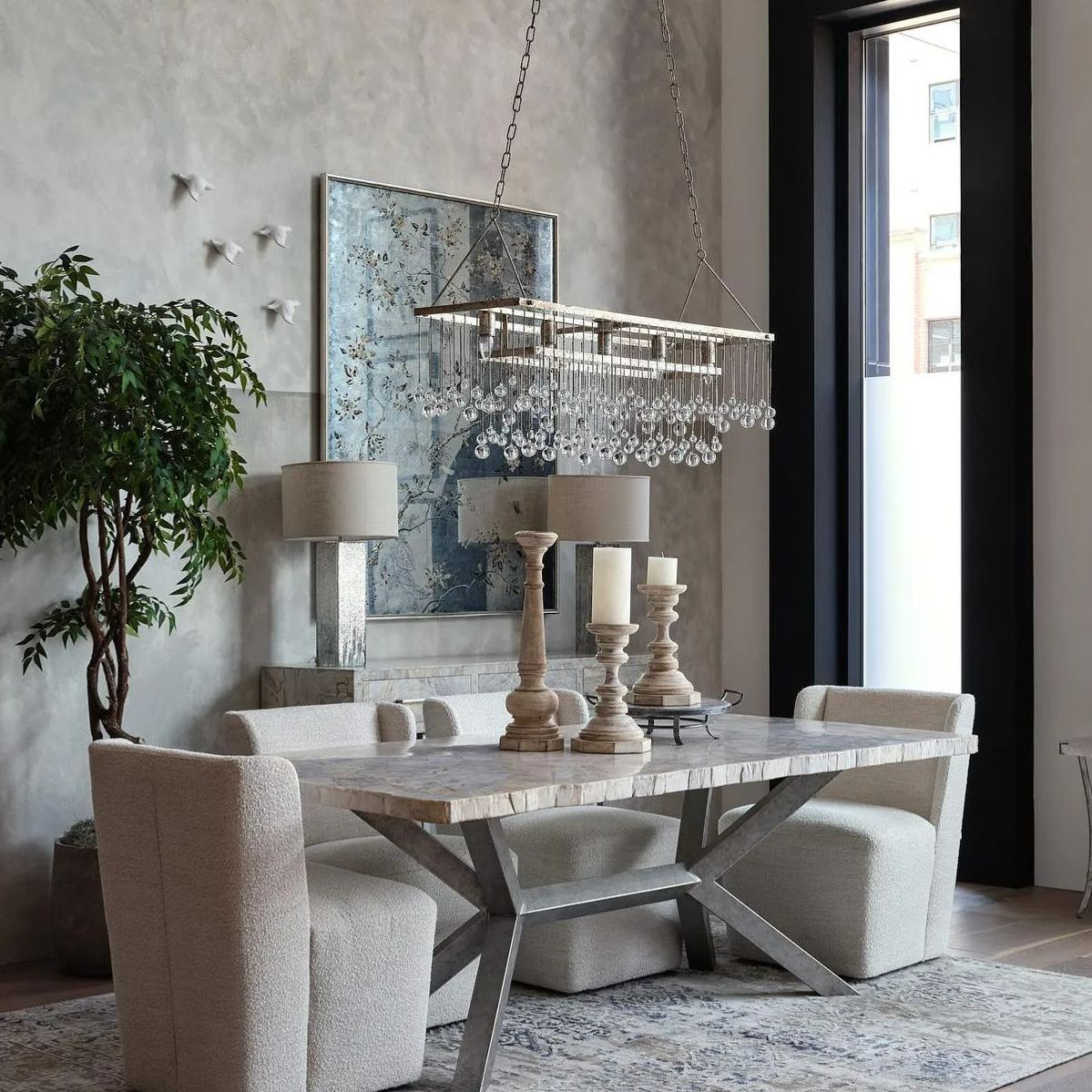 Crystal Ball AubreyRectangular Chandelier 47'' 60''