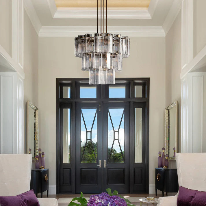 Delsie Reeded Glass Tiered Round Chandelier