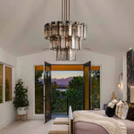 Delsie Reeded Glass Tiered Round Chandelier