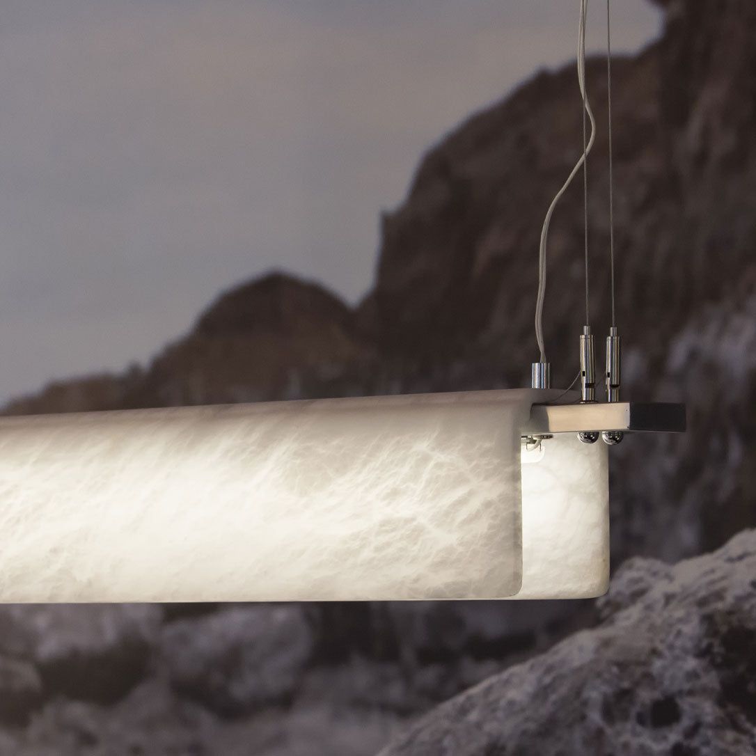 Alabaster Studio Chandelier Over Dining Table