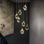 Angle Faceted Crystal Prisms Chandeliers For Staircase